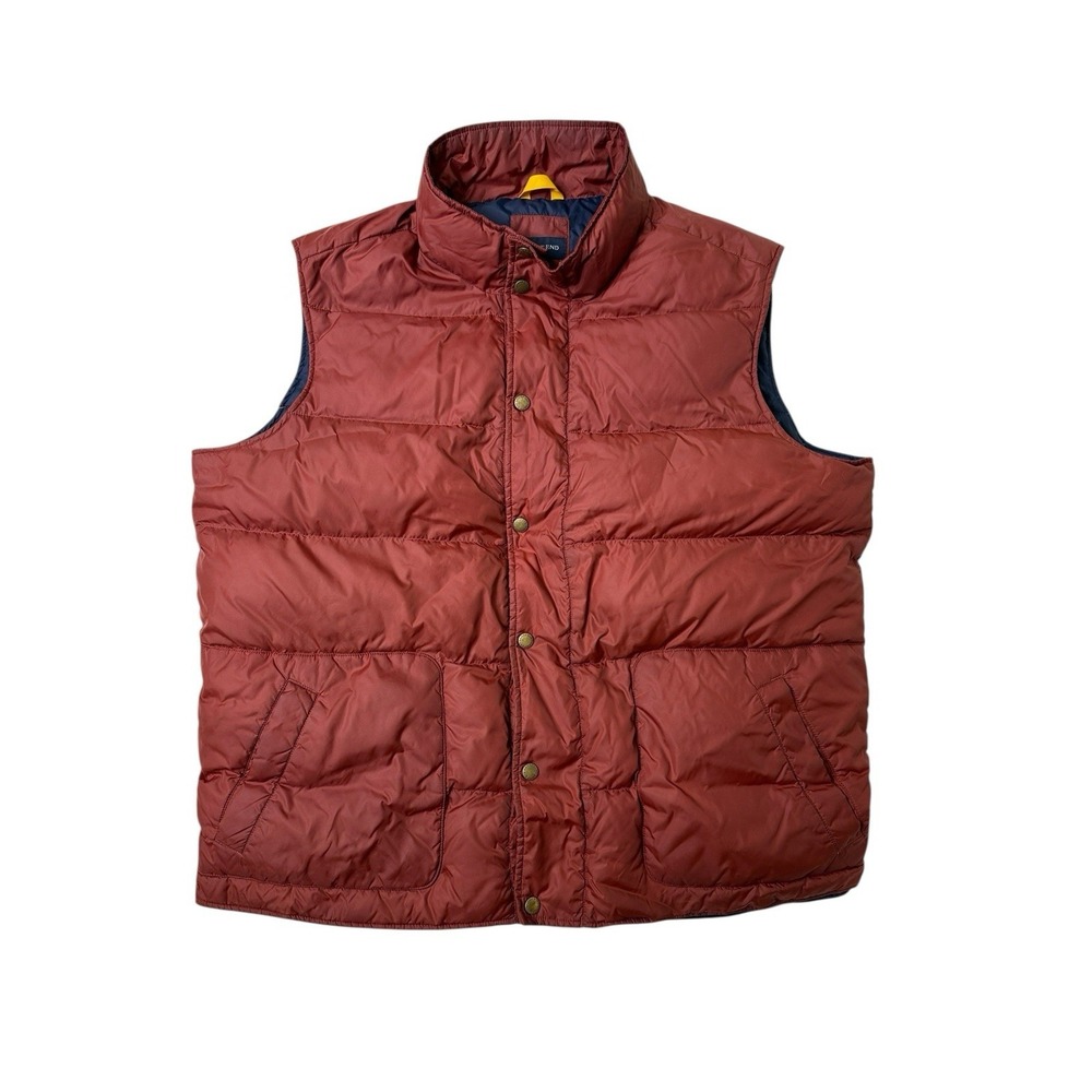 Lands‎ End Down Puffer Vest Maroon Mens Pockets Insulated Full Front Snap Sz XL
